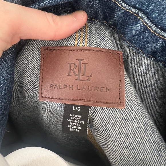 RALPH LAUREN Belted Denim Field Jean Jacket Pockets Collared Marina Wash - Picture 7 of 14